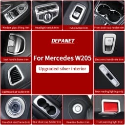 Silver Interior for Mercedes W205 AMG Coupe AMG C205 2 Doors C260 C300 C200 Mercedes C Class Accessories W205 Interior