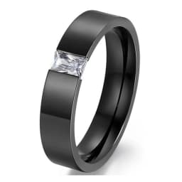 NIBASTAR Inlaid Zircon Heavy Ring For Women Stainless Steel Finger Jewelry For Lady Engagement Wedding Rings