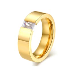 NIBASTAR Inlaid Zircon Heavy Ring For Women Stainless Steel Finger Jewelry For Lady Engagement Wedding Rings
