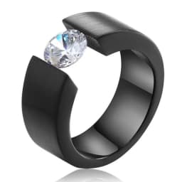 NIBASTAR Inlaid Zircon Heavy Ring For Women Stainless Steel Finger Jewelry For Lady Engagement Wedding Rings