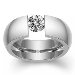 NIBASTAR Inlaid Zircon Heavy Ring For Women Stainless Steel Finger Jewelry For Lady Engagement Wedding Rings