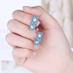 New Arrival Female Earrings 925 Sterling SIlver Blue Round Zircon Stud Earrings For Women Jewelry Gift Pendientes Oorbellen