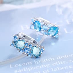 New Arrival Female Earrings 925 Sterling SIlver Blue Round Zircon Stud Earrings For Women Jewelry Gift Pendientes Oorbellen