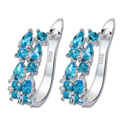New Arrival Female Earrings 925 Sterling SIlver Blue Round Zircon Stud Earrings For Women Jewelry Gift Pendientes Oorbellen
