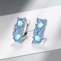 New Arrival Female Earrings 925 Sterling SIlver Blue Round Zircon Stud Earrings For Women Jewelry Gift Pendientes Oorbellen