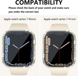 Glass+Watch Cover for Apple Watch 45mm 41mm 40mm 44mm Bling Case Diamond Bumper Protector for iWatch 11 10 9 8 7 6