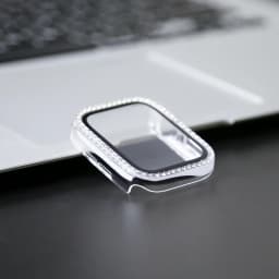 Glass+Watch Cover for Apple Watch 45mm 41mm 40mm 44mm Bling Case Diamond Bumper Protector for iWatch 11 10 9 8 7 6