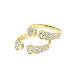 CZ Open Adjust Finger Ring For Women Girl Rose Gold Color Micro Pave White Tear Drop Cubic Zirconia Rings
