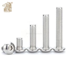 10/55pcs M2 M2.5 M3 M4 M5 M6 M8 304 Stainless Steel Hexagon Hex Socket Button Head Screw Bolts Round Head Screw Standoff ISO7380