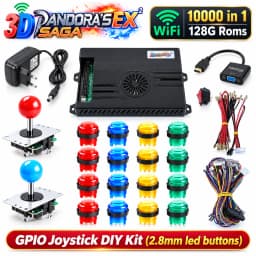 128GB 3D Pandora Saga Box EX2 10000 in 1 DIY Kit Arcade  Game Console 8 Way Joystick Led Lights Button Cabinet Bartop 2 Playes