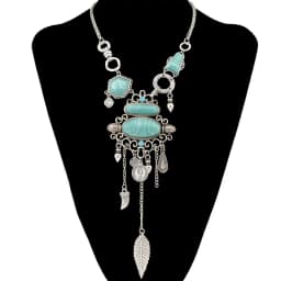 Bohemian Collier Femme Tassel Maxi Coin Neck Chain Turkish Green Stone Pendant Women Bib Collar Statement Necklac Gypsy Jewelry