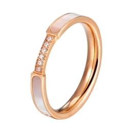 Exquisite Shells And Inlaid 6 Small Zircon Ring Stainless Steel High Quality Jewelry Gold Color Women Brand Love Ring Wholesale