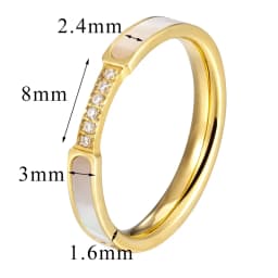 Exquisite Shells And Inlaid 6 Small Zircon Ring Stainless Steel High Quality Jewelry Gold Color Women Brand Love Ring Wholesale
