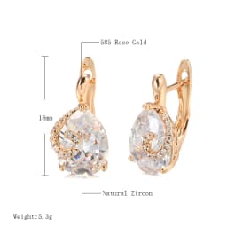 Kinel Hot Water Drop Natural Zircon Stud Earrings For Women 585 Rose Gold Color Bride Wedding Fashion Party Daily Fine Jewelry