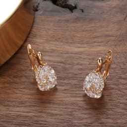 Kinel Hot Water Drop Natural Zircon Stud Earrings For Women 585 Rose Gold Color Bride Wedding Fashion Party Daily Fine Jewelry