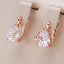 Kinel Hot Water Drop Natural Zircon Stud Earrings For Women 585 Rose Gold Color Bride Wedding Fashion Party Daily Fine Jewelry
