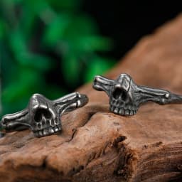 Aesthetic Gothic Vintage 316L Stainless Steel Cool Skull Men's Finger-Ring Punk Rock Bearded Biker Jewelry Christmas Accessories