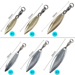 20pieces Willowleaf Spinner blades+ Ball Bearing Swivels with Split Rings Trolling Fishing Lures Accessories Spinnerbaits