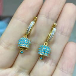 HECHENG ,1 pair ,Small Bell Eariings,Bell shaped Jewelry,for Women Jingle Bell Earrings ,Rhinestone Gifts