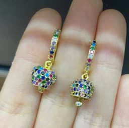 HECHENG ,1 pair ,Small Bell Eariings,Bell shaped Jewelry,for Women Jingle Bell Earrings ,Rhinestone Gifts