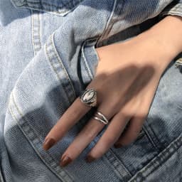 QMCOCO Silver Color Oval Shaped Wide Rings Minimalist Double Layer Line Ring For Women Daily Jewelry Finger Accessories