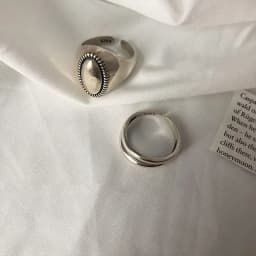 QMCOCO Silver Color Oval Shaped Wide Rings Minimalist Double Layer Line Ring For Women Daily Jewelry Finger Accessories