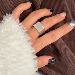 LIVVY Silver Color Geometric Rectangle Ring For Women Large Adjustable Punk Fashion Jewelry Accessories Wholesale Gift