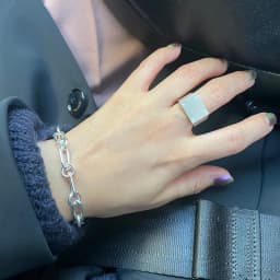 LIVVY Silver Color Geometric Rectangle Ring For Women Large Adjustable Punk Fashion Jewelry Accessories Wholesale Gift
