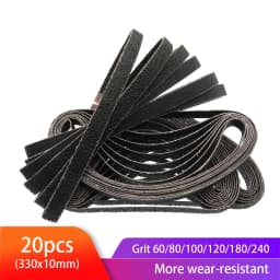 20pcs Sanding Belt 60/80/100/120/180/240Grit Abrasive Sanding Belt 330x10mm for Wood Metal Grinding Polishing