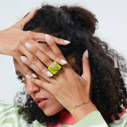2024 New Trendy Geometric Square Round Resin Acrylic Chunky Rings for Women Girls Punk Style Knuckle Flower Rings Jewelry