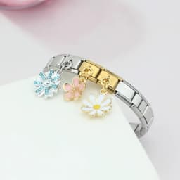 Hapiship Original Daisy Fashion Flower Dazzling CZ Italian Links Charm Fit 9mm Stainless Steel Bracelet Jewelry DIY Making DJ390