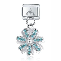 Hapiship Original Daisy Fashion Flower Dazzling CZ Italian Links Charm Fit 9mm Stainless Steel Bracelet Jewelry DIY Making DJ390