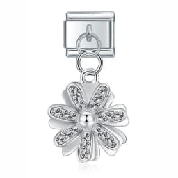 Hapiship Original Daisy Fashion Flower Dazzling CZ Italian Links Charm Fit 9mm Stainless Steel Bracelet Jewelry DIY Making DJ390