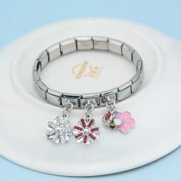 Hapiship Original Daisy Fashion Flower Dazzling CZ Italian Links Charm Fit 9mm Stainless Steel Bracelet Jewelry DIY Making DJ390