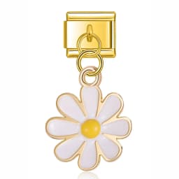 Hapiship Original Daisy Fashion Flower Dazzling CZ Italian Links Charm Fit 9mm Stainless Steel Bracelet Jewelry DIY Making DJ390