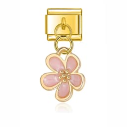 Hapiship Original Daisy Fashion Flower Dazzling CZ Italian Links Charm Fit 9mm Stainless Steel Bracelet Jewelry DIY Making DJ390
