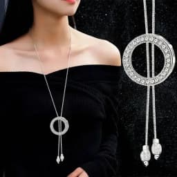 Fashion Gold Color Crystal Geometric Long Chain Necklace & Pendants for Women