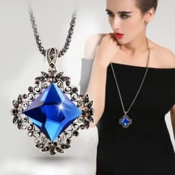 Fashion Gold Color Crystal Geometric Long Chain Necklace & Pendants for Women