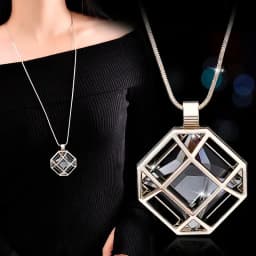 Fashion Gold Color Crystal Geometric Long Chain Necklace & Pendants for Women