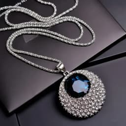 Fashion Gold Color Crystal Geometric Long Chain Necklace & Pendants for Women