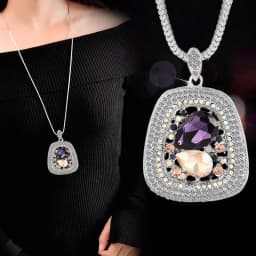 Fashion Gold Color Crystal Geometric Long Chain Necklace & Pendants for Women