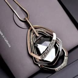 Fashion Gold Color Crystal Geometric Long Chain Necklace & Pendants for Women