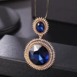 Fashion Gold Color Crystal Geometric Long Chain Necklace & Pendants for Women