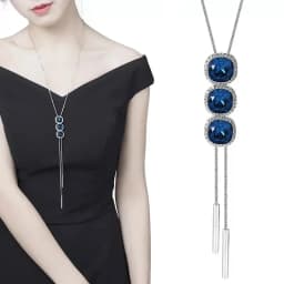 Fashion Gold Color Crystal Geometric Long Chain Necklace & Pendants for Women