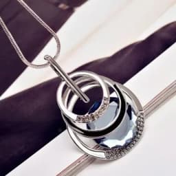 Fashion Gold Color Crystal Geometric Long Chain Necklace & Pendants for Women
