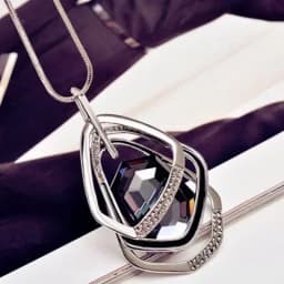 Fashion Gold Color Crystal Geometric Long Chain Necklace & Pendants for Women