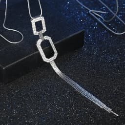 Fashion Gold Color Crystal Geometric Long Chain Necklace & Pendants for Women