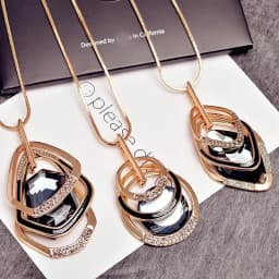 Fashion Gold Color Crystal Geometric Long Chain Necklace & Pendants for Women