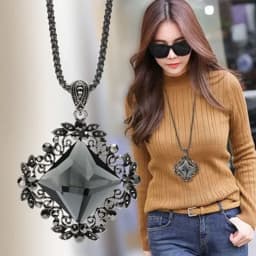 Fashion Gold Color Crystal Geometric Long Chain Necklace & Pendants for Women