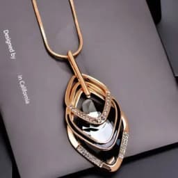 Fashion Gold Color Crystal Geometric Long Chain Necklace & Pendants for Women